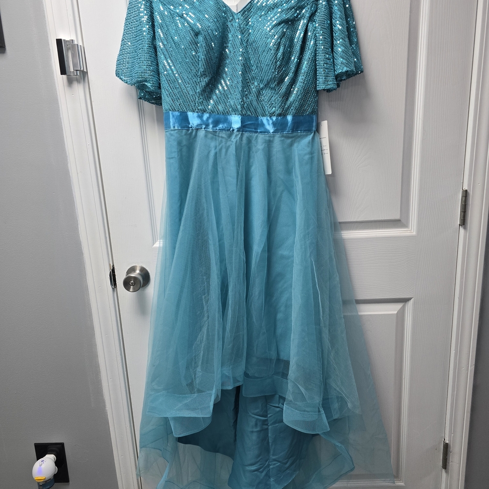 NWT, Faeriesty Teal Sequin High-Low Dress